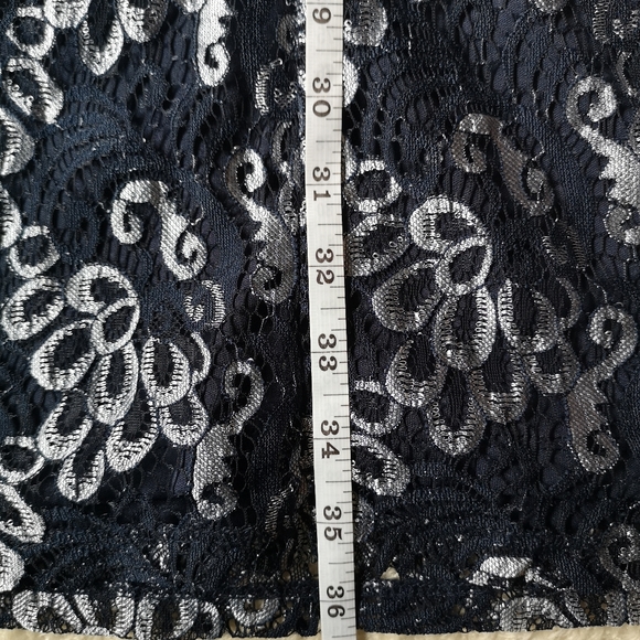 Vero Moda Navy Blue & Silver lace dress S - Picture 6 of 12